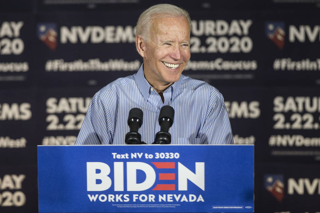 Democratic presidential candidate former Vice President Joe Biden speaks during Local Brews and ...