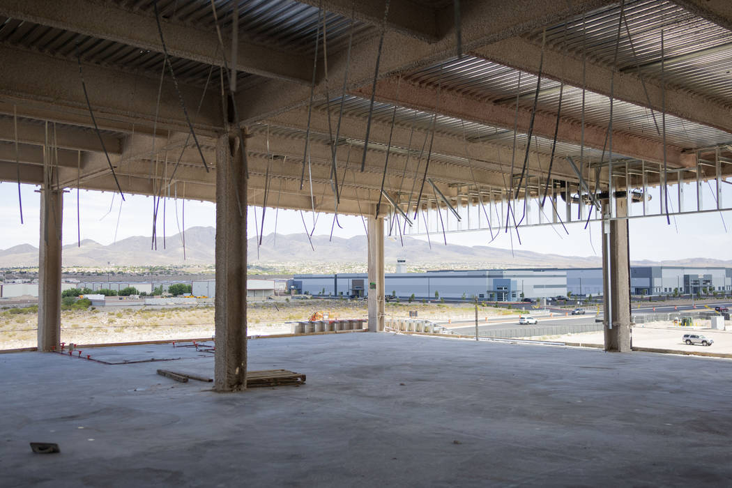 A view of future offices at the Raiders' headquarters construction site in Henderson, Tuesday, ...
