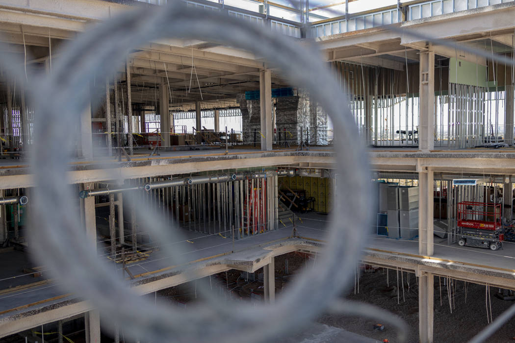 A view of future offices, theatre, production room and cafe at the Raiders' headquarters constr ...