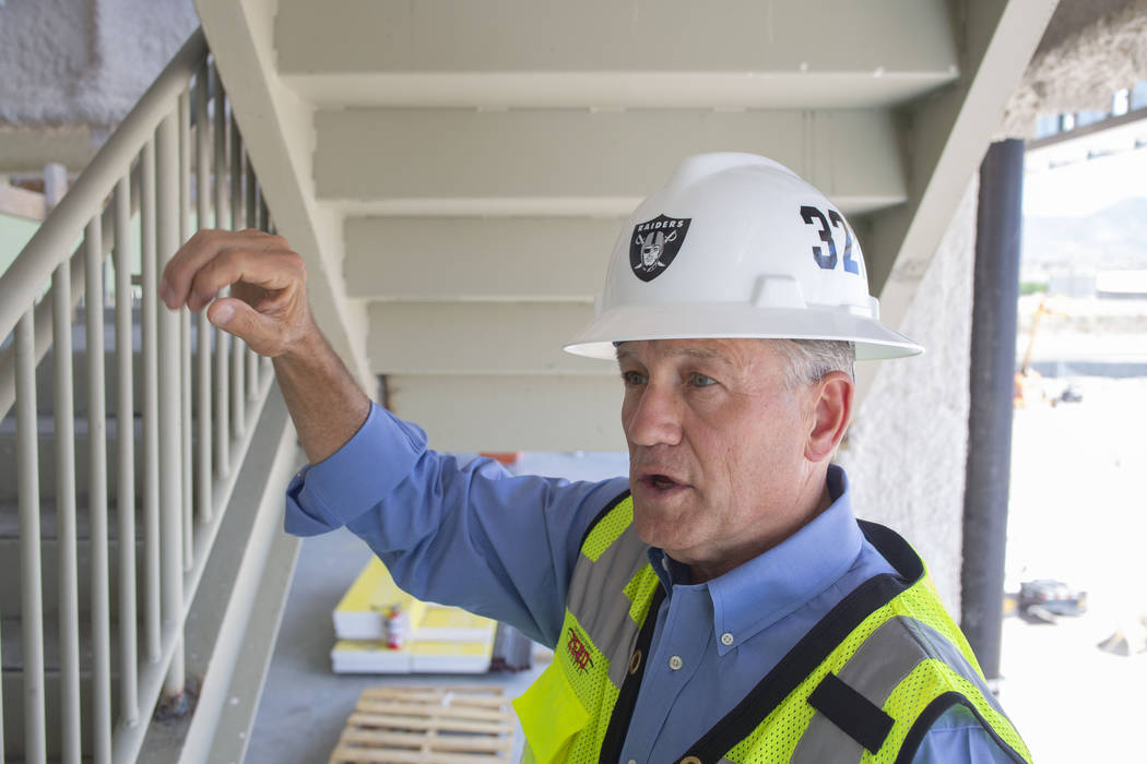 Don Webb, chief operating officer of the Las Vegas Stadium Co., gives a tour of the Raiders' he ...