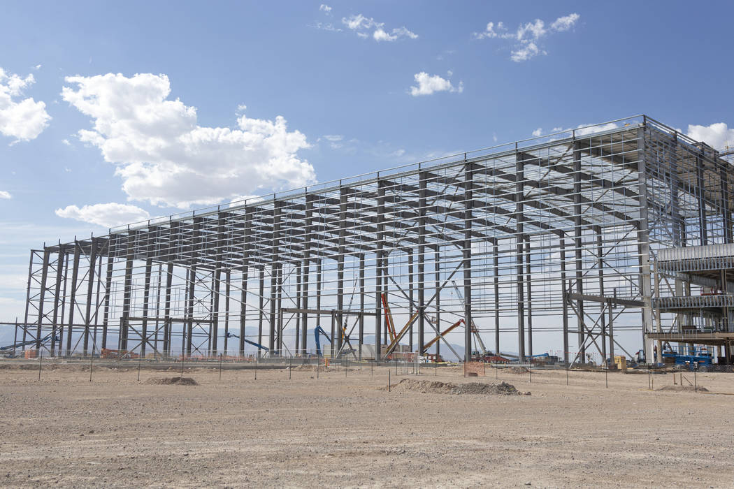 The indoor practice facility that is 110 feet tall at the Raiders' headquarters construction si ...