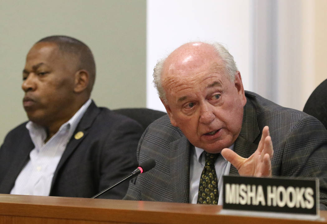 Southern Nevada Regional Housing Authority Commissioner Dan Shaw speaks during a special meetin ...