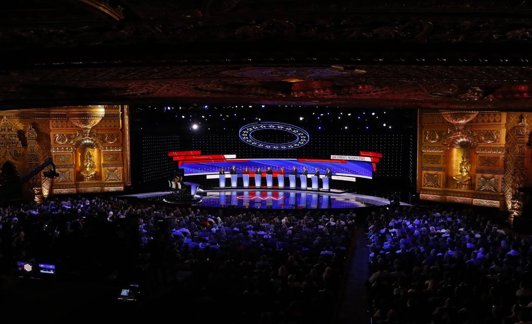 From left, Marianne Williamson, Rep. Tim Ryan, D-Ohio, Sen. Amy Klobuchar, D-Minn., South Bend ...