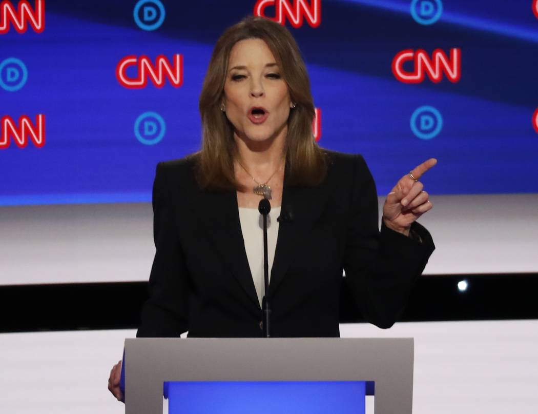 Author Marianne Williamson participates in the first of two Democratic presidential primary deb ...