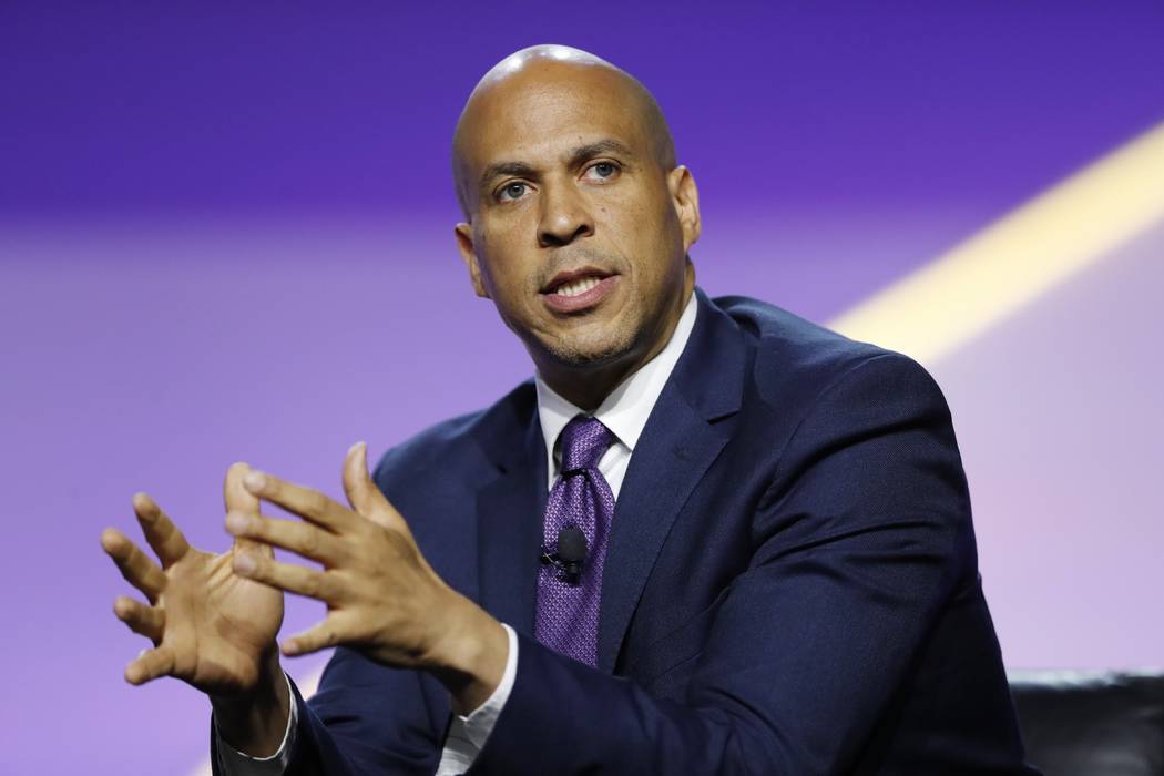 Democratic presidential candidate Sen. Cory Booker, D-N.J., speaks during a candidates forum at ...