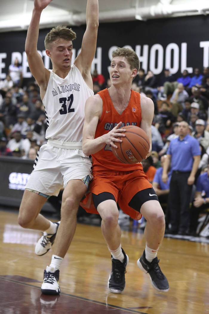 Bishop Gorman's Noah Taitz #20 in action against La Lumiere in a Boys Quarterfinal game at the ...