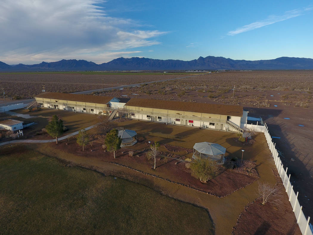 Aerial photo of student housing at Northwest Academy, a private boarding school in Amargosa Val ...