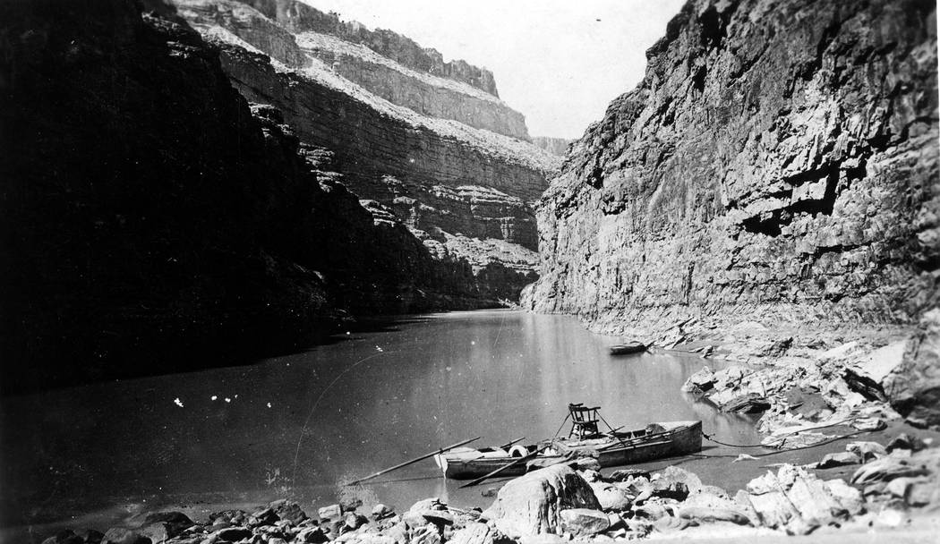 FROM JOHN WESLEY POWELL'S 2ND EXPEDITION. "IN MARBLE CANYON ON THE COLORADO RIVER." POWELL'S A ...