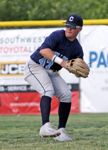Centennial High School right fielder Austin Kryszczuk prepares to throw during a game at Palo V ...