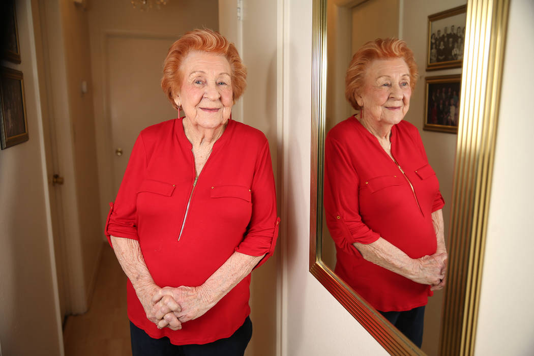 Etta Baykara, 91, at her home in Las Vegas, Tuesday, July 30, 2019. Baykara, who plays accordio ...