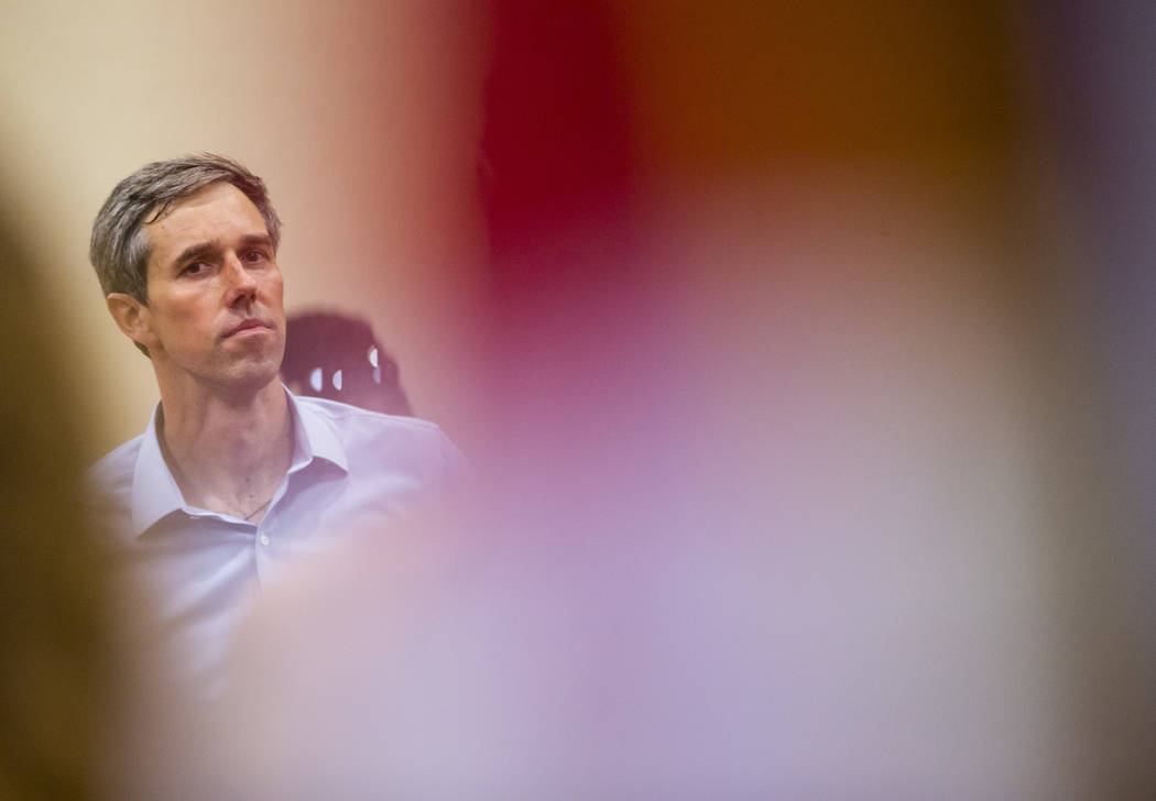 Democratic presidential candidate and former Texas congressman Beto O'Rourke addresses attendee ...