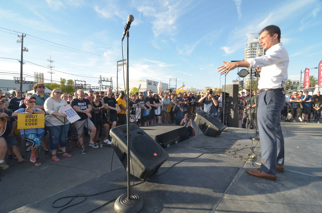 Democratic presidential candidate and South Bend, Ind., Mayor Pete Buttigieg speaks during a ca ...