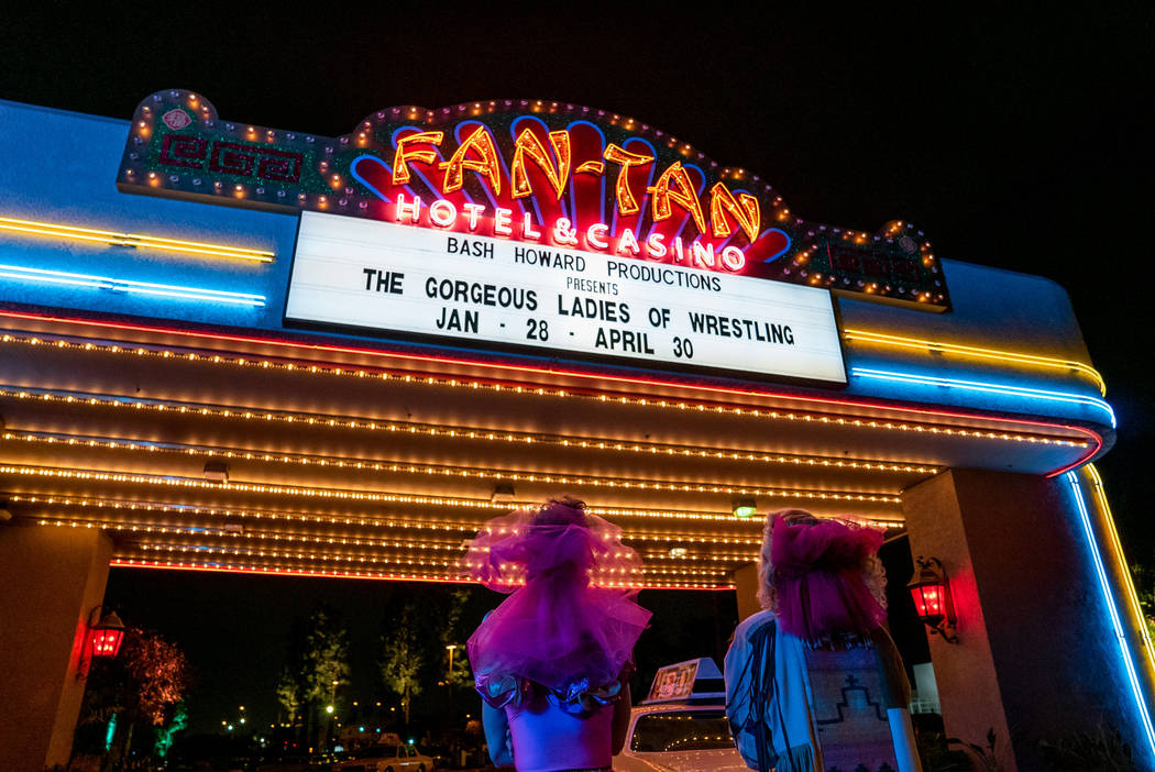 Ruth Wilder (Alison Brie) and Debbie Eagan (Betty Gilpin) stare up at their new Las Vegas home ...