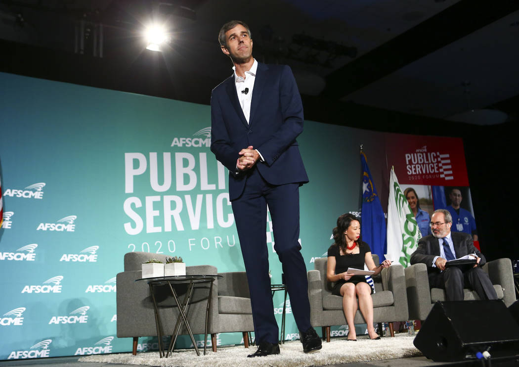 Former Rep. Beto O'Rourke, of Texas, speaks during a public forum for Democratic presidential c ...