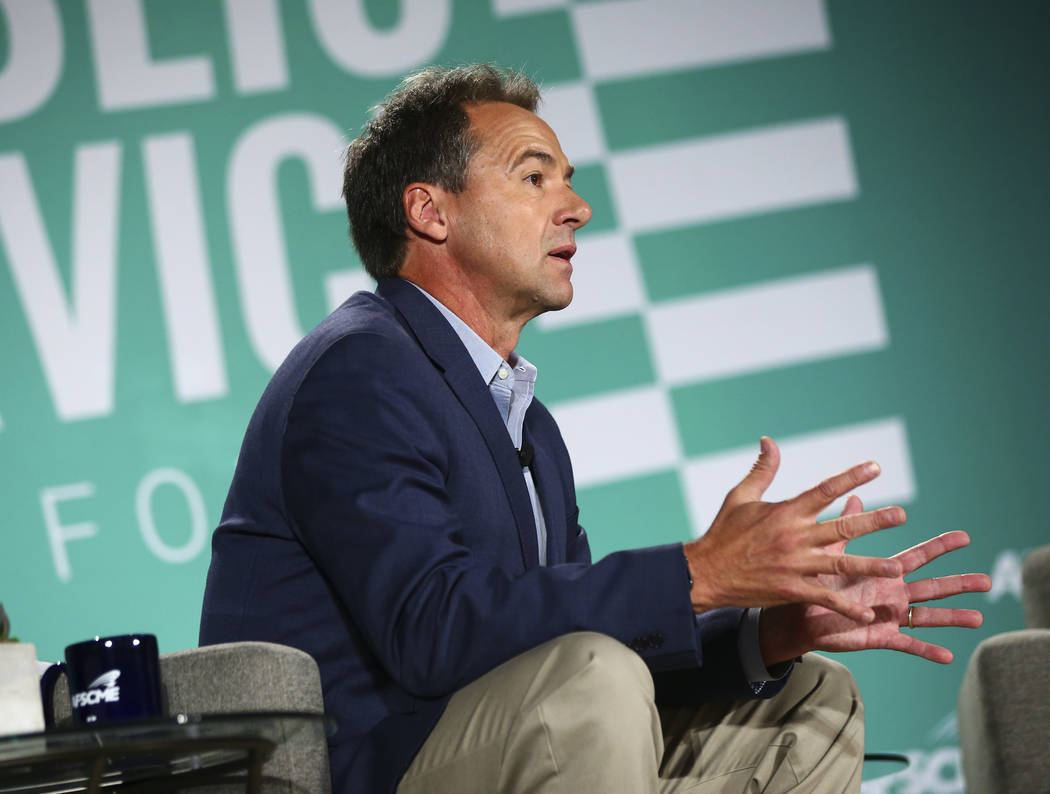 Montana Gov. Steve Bullock speaks during a public forum for Democratic presidential candidates ...