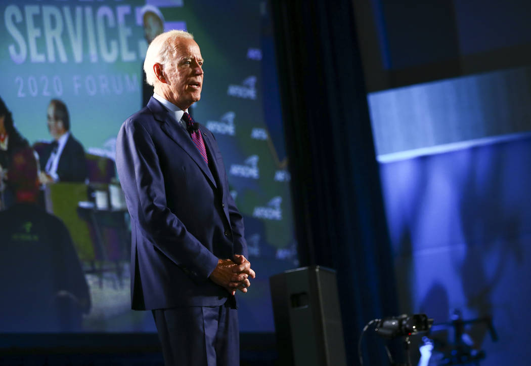 Former Vice President Joe Biden speaks during a public forum for Democratic presidential candid ...