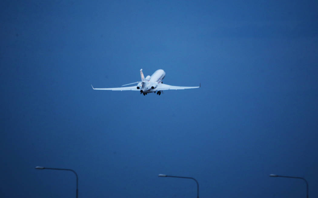 A private jet carrying A$AP Rocky leaves Stockholm's Arlanda airport on Friday, Aug. 2, 2019. H ...