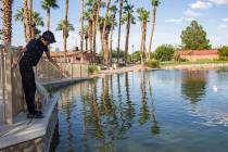 Angel Casares, 15, fishes at the pond at Lorenzi Park in Las Vegas, Sunday, Aug. 4, 2019. (Rac ...