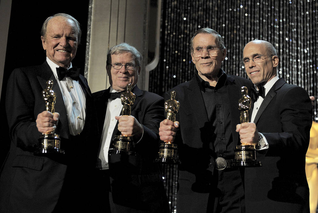 FILE - In this Dec. 1, 2012 file photo, from left, award recipients George Stevens Jr., D.A. Pe ...