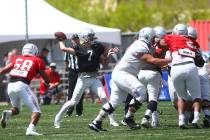 UNLV Rebels quarterback Kenyon Oblad (7) throws a pass during the spring football game at Peter ...