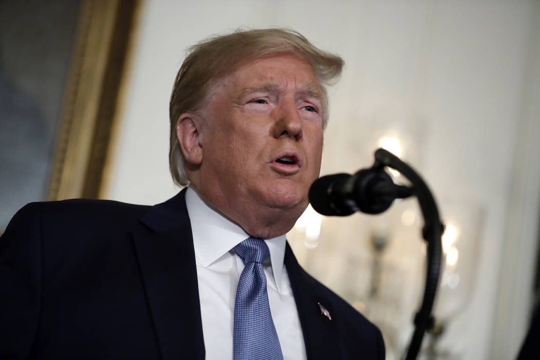 President Donald Trump speaks about the mass shootings in El Paso, Texas and Dayton, Ohio, in t ...