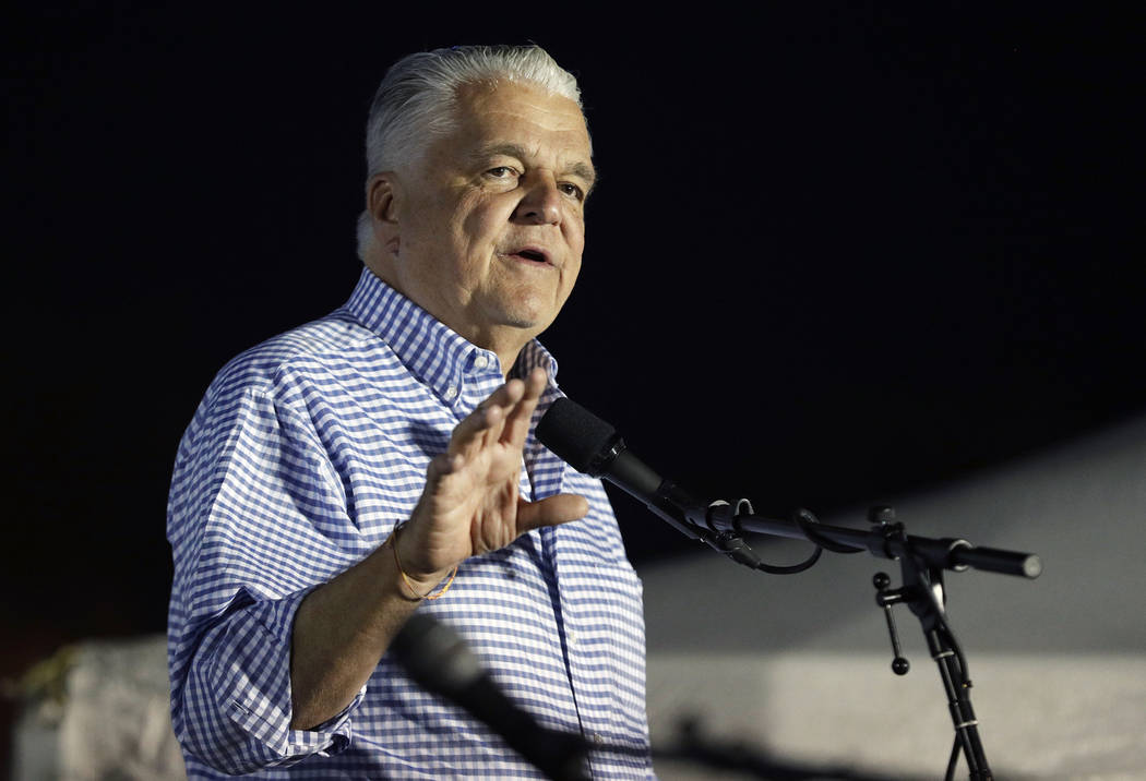 Nevada Gov.-elect Steve Sisolak speaks during a rally Nov. 2, 2018, in Las Vegas. (John Locher/AP)