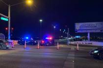 Metropolitan Police Department officers maintain closure at I-15 northbound ramp on Silverado R ...