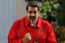 Venezuela's President Nicolas Maduro speaks during the closing ceremony of the Sao Paulo Forum ...