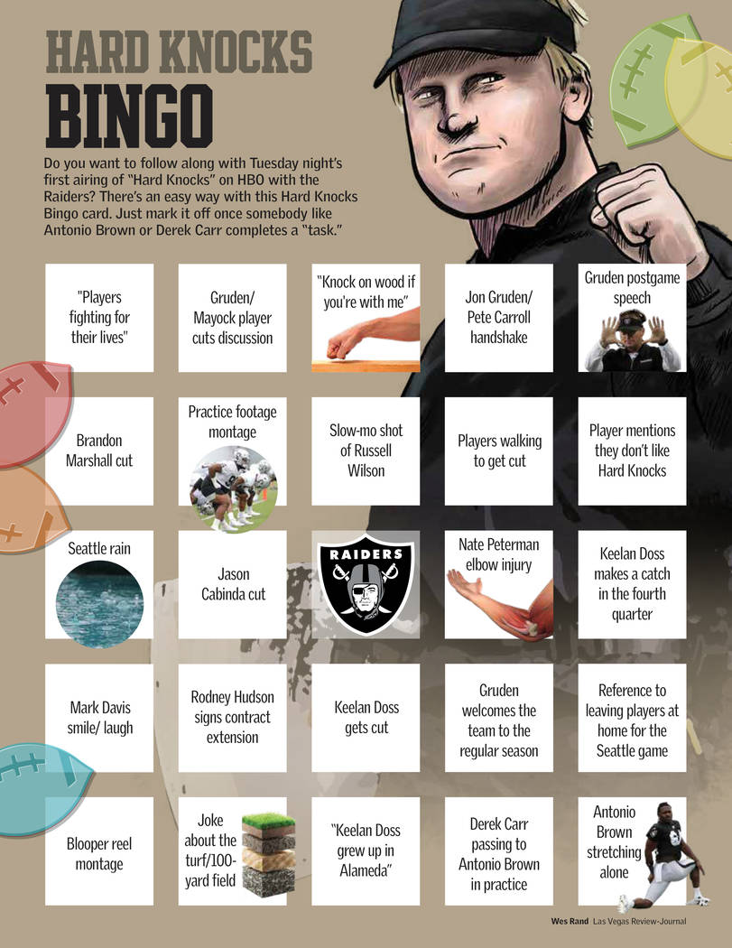 Play BINGO as you watch HBO's "Hard Knocks" featuring the Raiders. (Wes Rand/Las Vegas Review-J ...