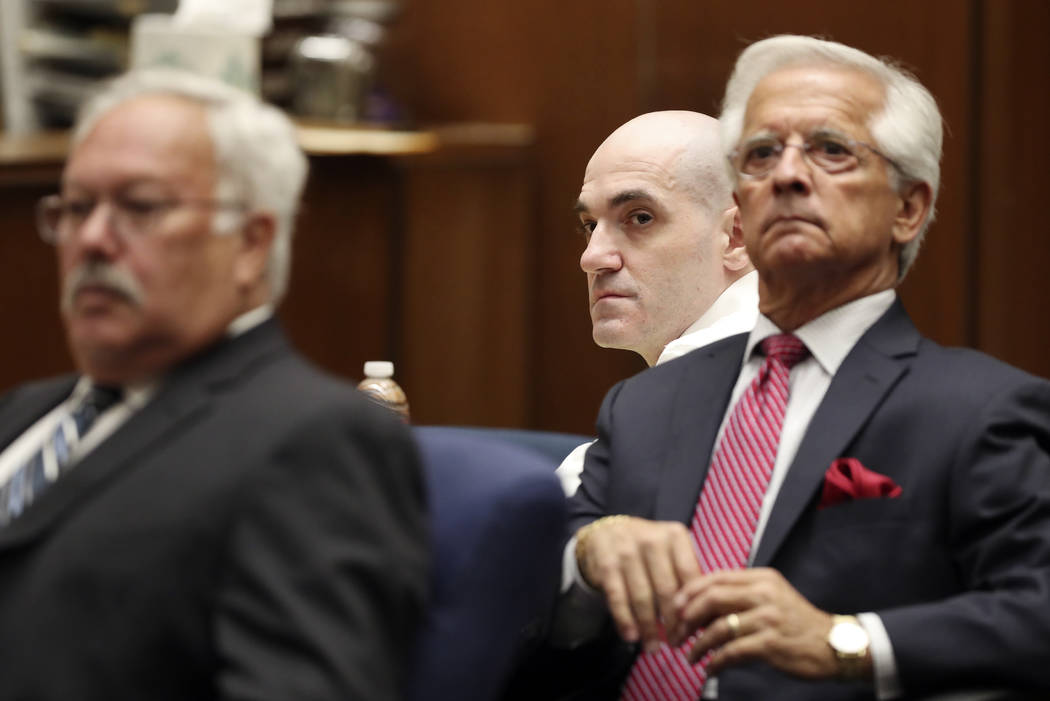 Michael Gargiulo, center, sits in front of his attorneys, Daniel Nardoni, right, and Dale Rubin ...