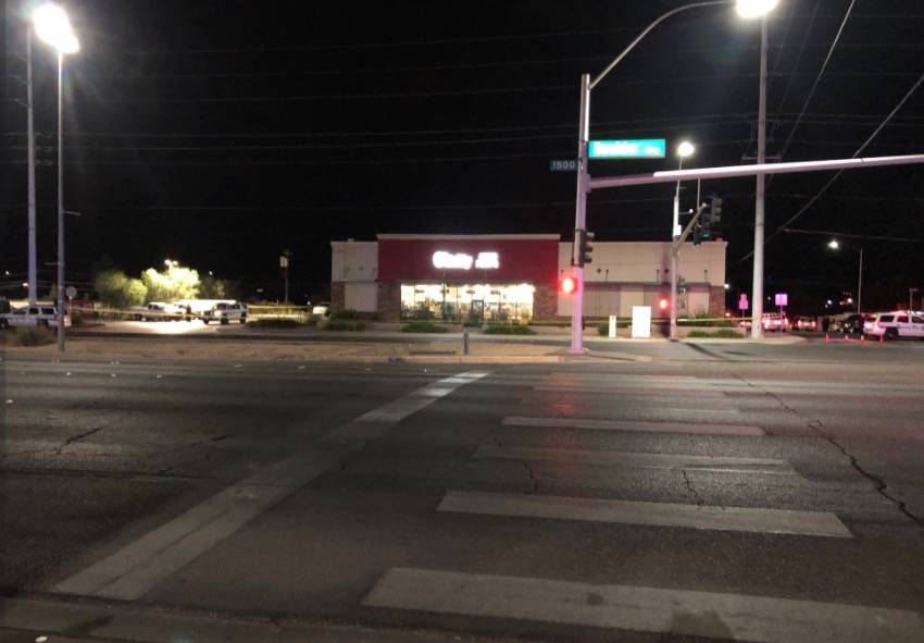 Henderson police shot a man as he tried to flee after a robbery was reported at a 7-Eleven at B ...