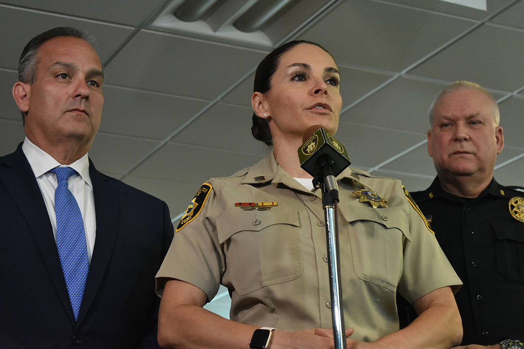 LVMPD Capt. Sasha Larkin speaks about student safety for the upcoming school year Wednesday, Au ...