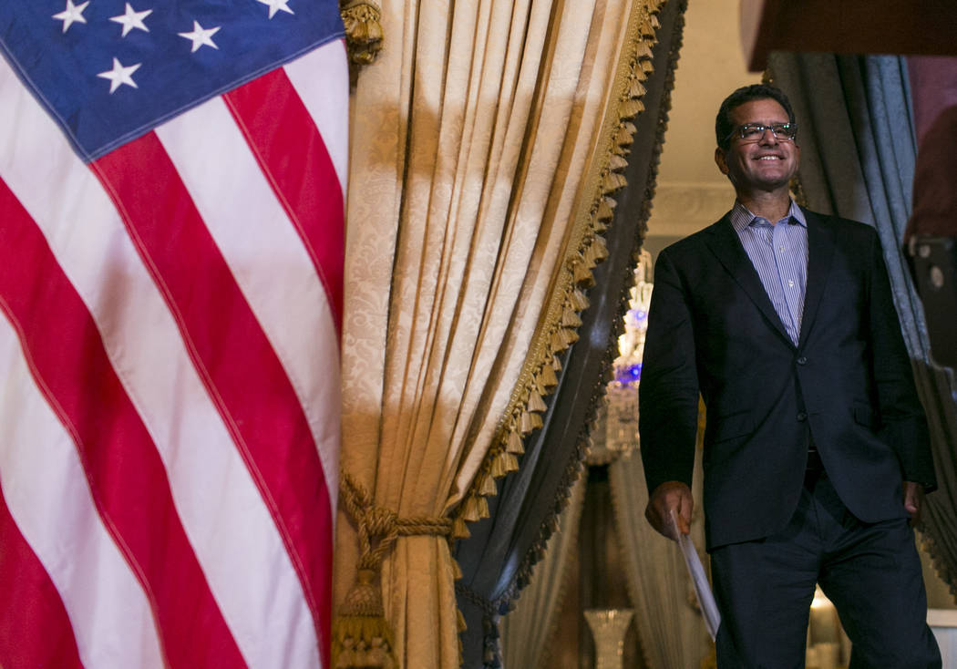 Pedro Pierluisi, sworn in as Puerto Rico’s governor last week, arrives to speak to the p ...