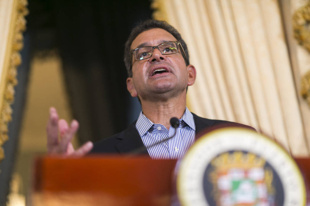 Pedro Pierluisi, sworn in as Puerto Rico’s governor last week, speaks during a press conferen ...