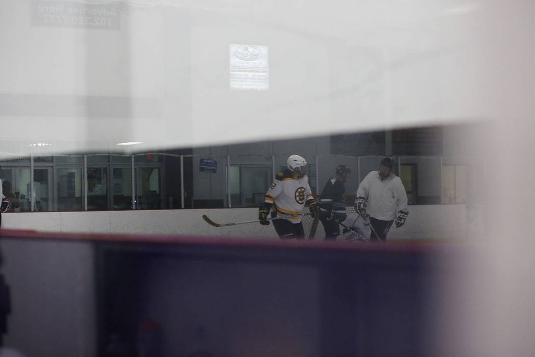 Ronnie's Hockey Club plays a pickup ice hockey game at the Las Vegas Ice Center in Las Vegas on ...