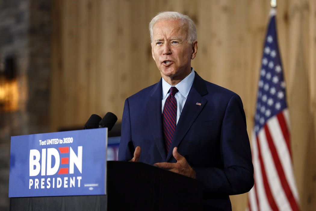 Democratic presidential candidate former Vice President Joe Biden speaks to local residents dur ...