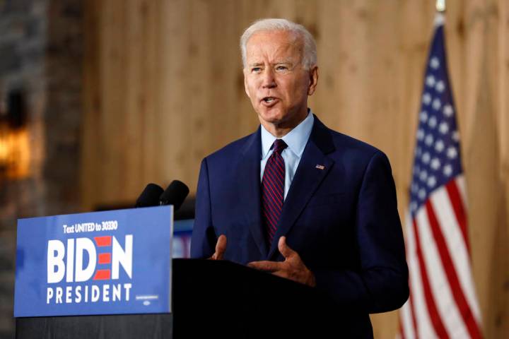 Democratic presidential candidate former Vice President Joe Biden speaks to local residents dur ...