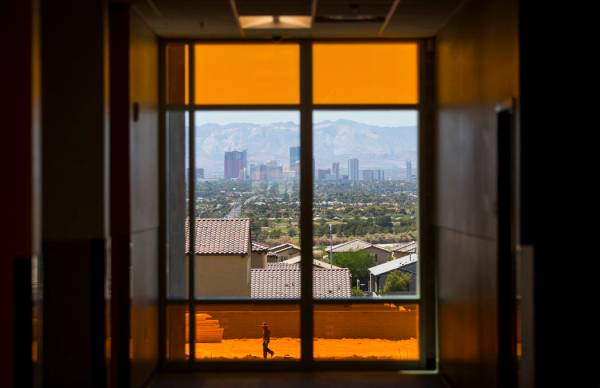 A view of the Las Vegas Strip from Earl Jenkins Elementary School in east Las Vegas on Friday, ...