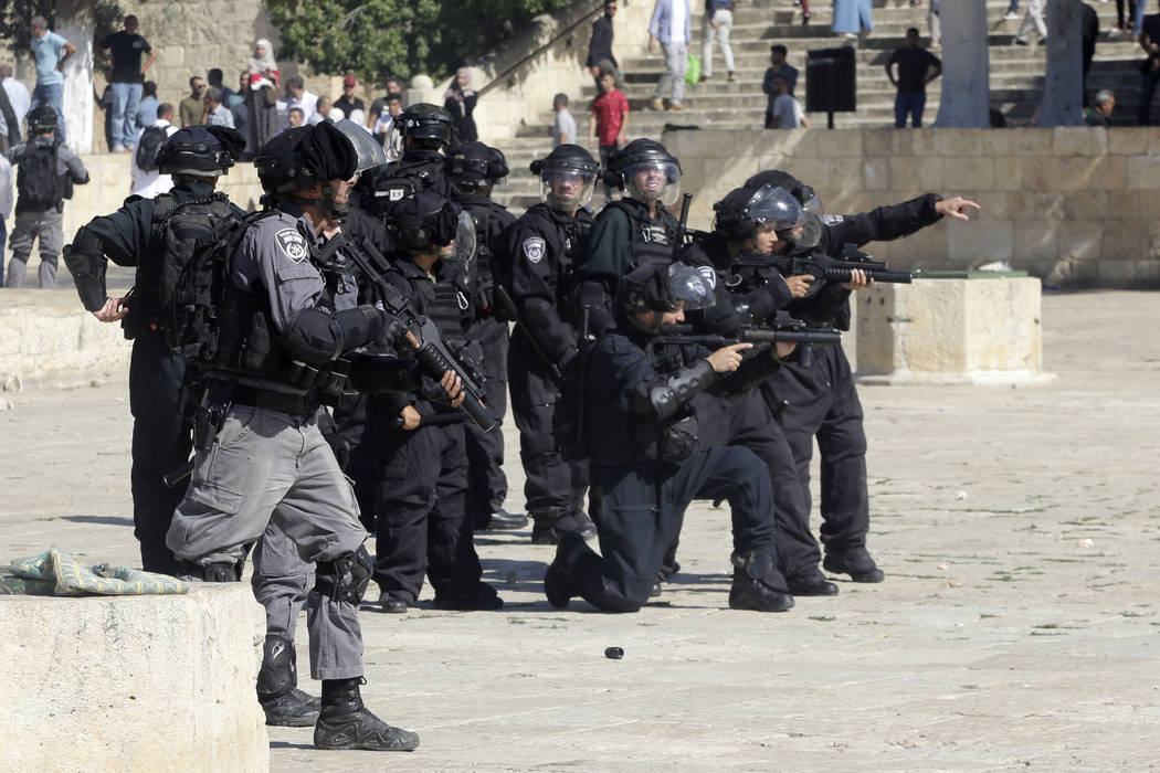 Israeli police clashes with Palestinian worshippers at al-Aqsa mosque compound in Jerusalem, Su ...