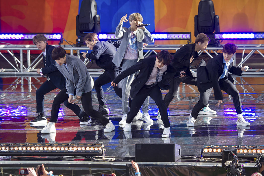 FiLE - In this May 15, 2019, file photo, South Korean boy band BTS perform on ABC's "Good ...