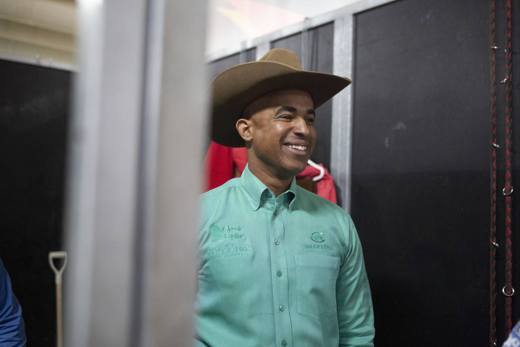 Reining expert Matt Mills at the South Point Arena in Las Vegas on Friday, Aug. 16, 2019. Mills ...