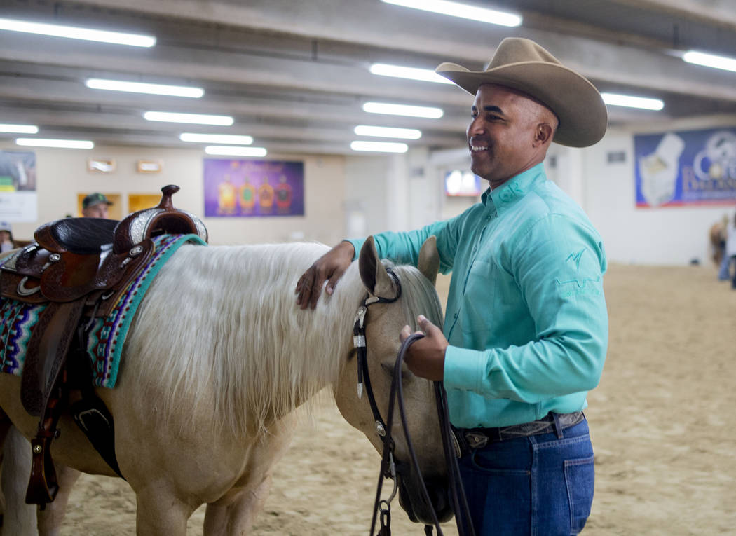 Reining expert Matt Mills at the South Point Arena in Las Vegas on Friday, Aug. 16, 2019. Mills ...