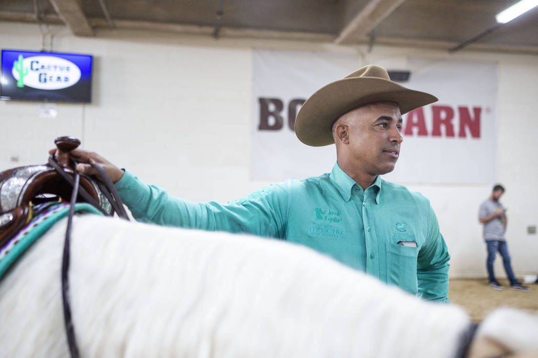 Reining expert Matt Mills at the South Point Arena in Las Vegas on Friday, Aug. 16, 2019. Mills ...