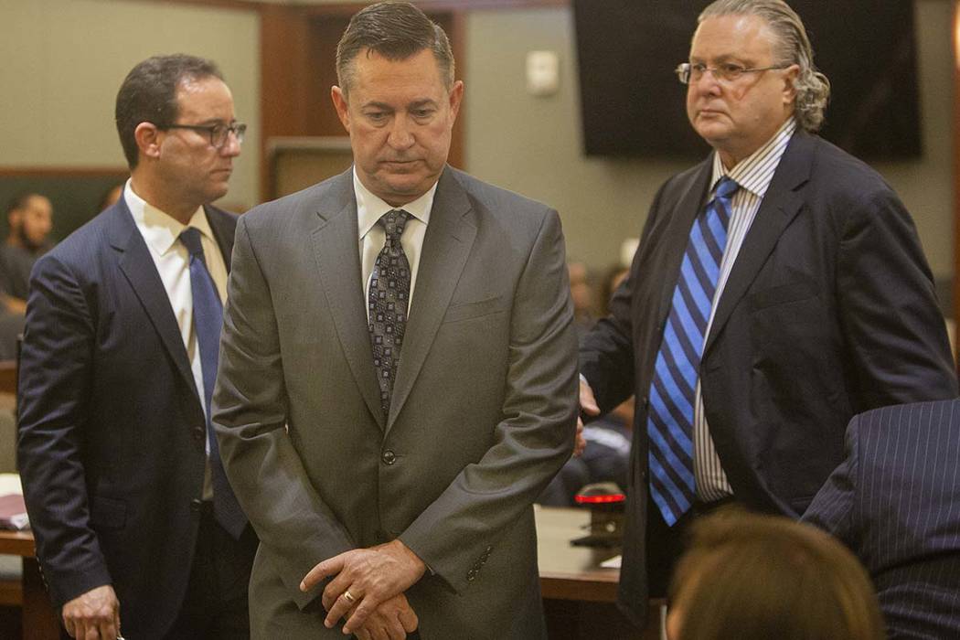 Scott Gragson, center, walks out of court, after his hearing from a fatal DUI, with his attorne ...