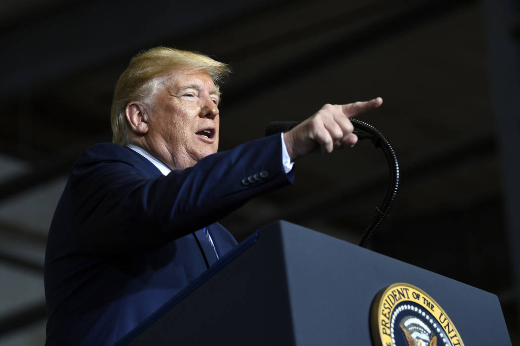 President Donald Trump speaks during a visit to the Pennsylvania Shell ethylene cracker plant o ...