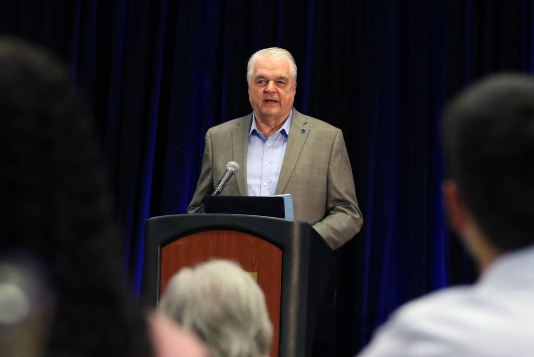 Gov. Steve Sisolak speaks during the Nevada Opioid Response Summit on Wednesday, Aug. 14, 2019, ...