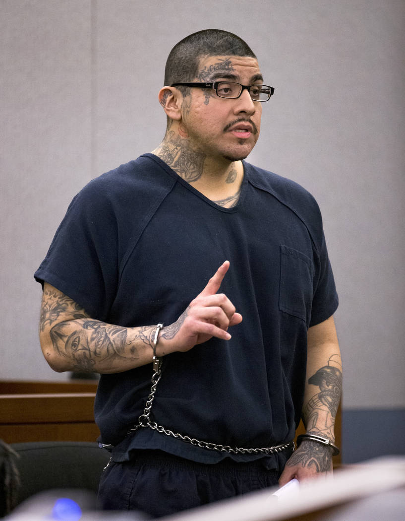 Andrew Arevalo speaks during his sentencing at the Regional Justice Center on Wednesday, Aug. 1 ...