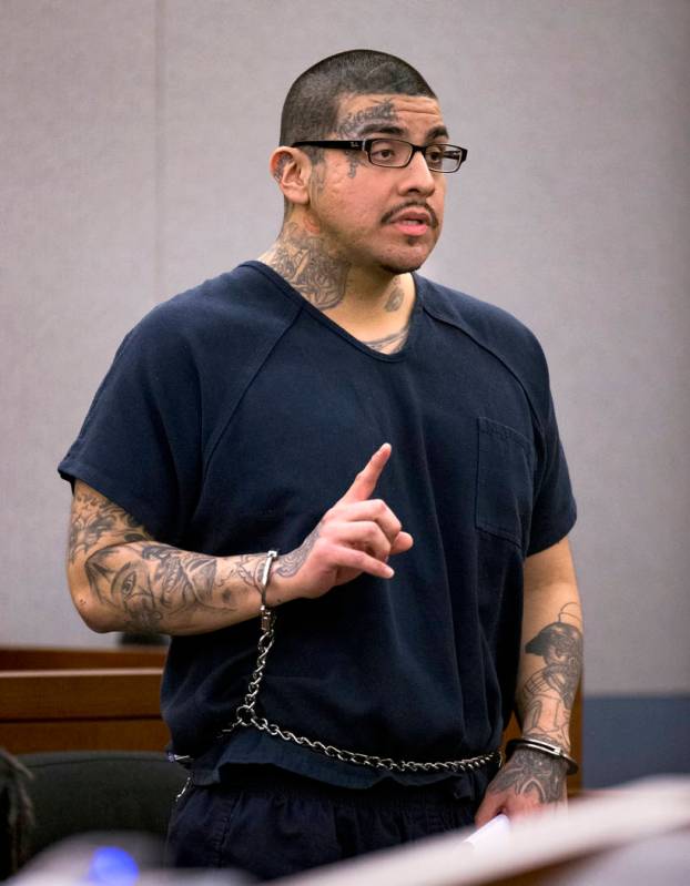 Andrew Arevalo speaks during his sentencing at the Regional Justice Center on Wednesday, Aug. 1 ...