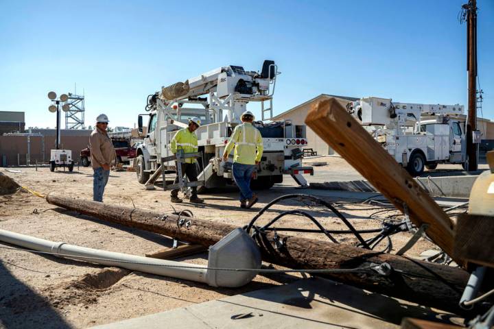 In this July 10, 2019 photo provided by the U.S. Navy, civilian workers assigned to Naval Air W ...