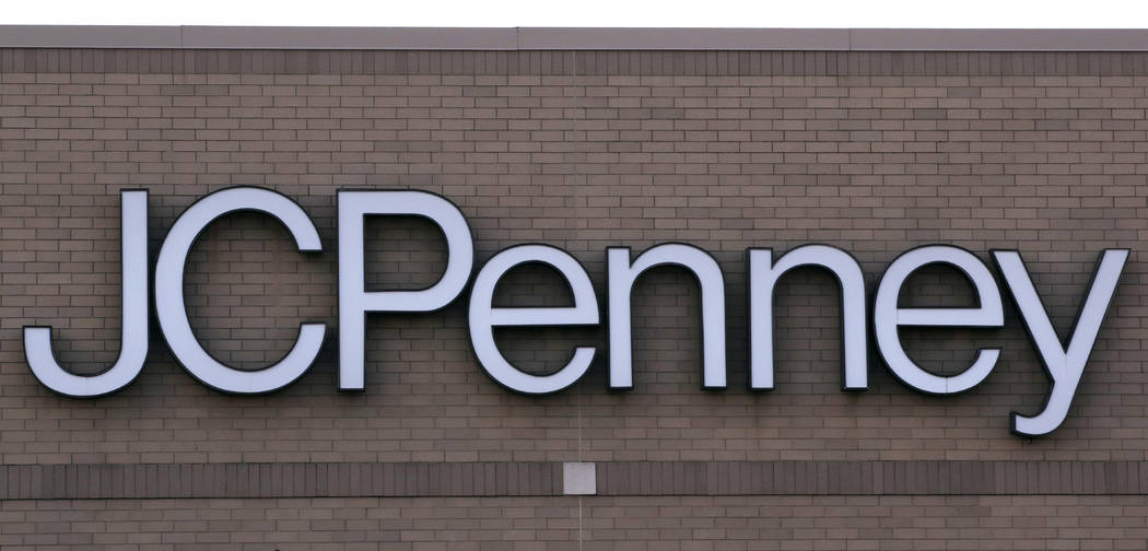 In this Wednesday, Aug. 14, 2019, photo the company logo on the building at the JCPenney store ...